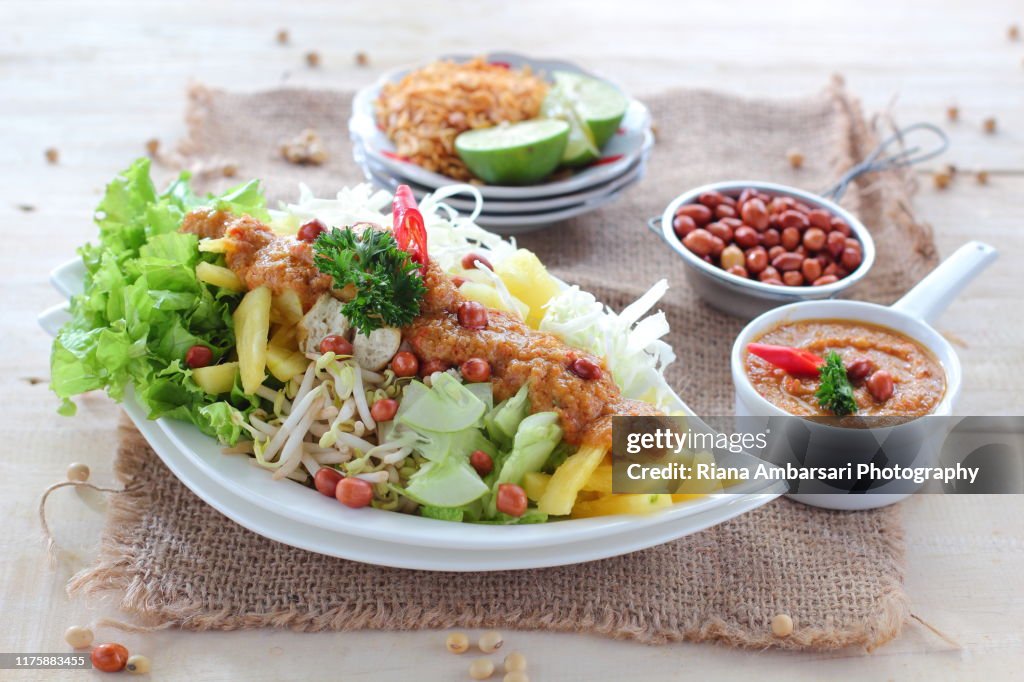 Indonesian traditional salad with peanut dressing usually called Gado-gado