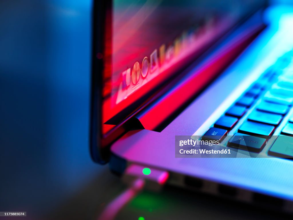 Computer Openning Laptop Computer Open And On At Night High-Res Stock Photo - Getty Images
