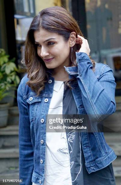 Actress Raveena Tandon attends the Salon on September 20, 2019 in Juhu, Mumbai, India.