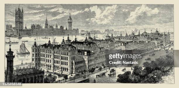 セントトーマス病院、ロンドン、南からの外鳥の目の眺め - 1900年点のイラスト素材／クリップアート素材／マンガ素材／アイコン素材