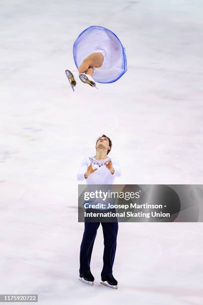 Apollinariia Panfilova and Dmitry Rylov of Russia compete in the Junior Pairs Free Skating during the ISU Junior Grand Prix of Figure Skating Baltic...