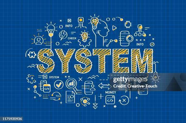 blueprint and business work process concept - coding team stock illustrations