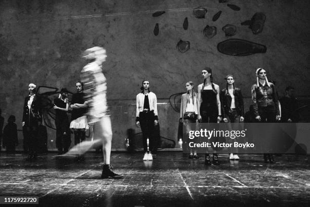 Models walk the runway during the rehearsal for Antonio Marras fashion show during the Milan Fashion Week Spring/Summer 2020 on September 20, 2019 in...