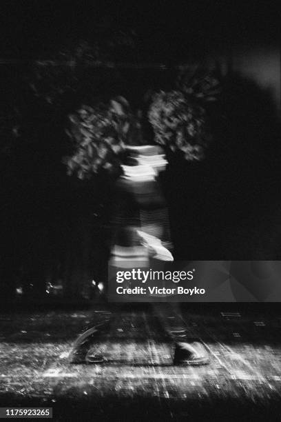 Model walks the runway during the rehearsal for Antonio Marras fashion show during the Milan Fashion Week Spring/Summer 2020 on September 20, 2019 in...