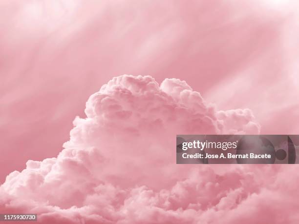 full frame of the abstract background with colorful clouds on a pink background - éthéré photos et images de collection