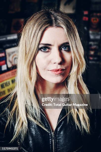 Portrait of English musician Laura-Mary Carter, guitarist and vocalist with alternative rock group Blood Red Shoes, photographed at Rough Trade in...