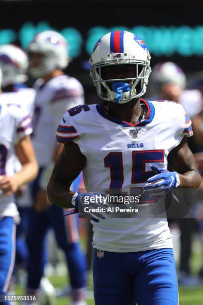 Wide Receiver John Brown of the Buffalo Bills in action in the first half against the New York Giants at MetLife Stadium on September 15, 2019 in...