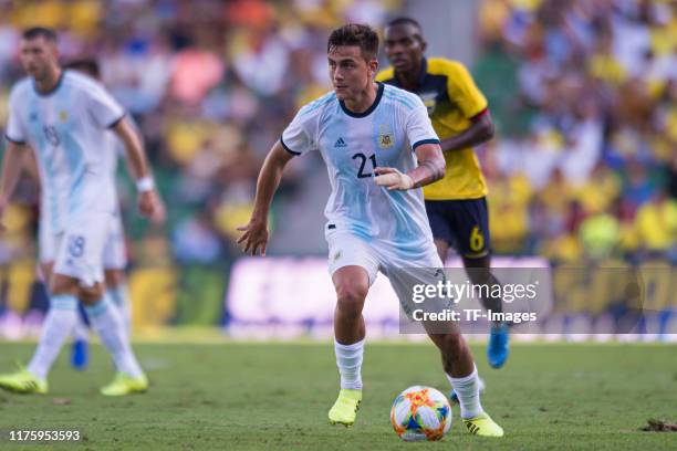 Paulo Dybala of Argentina controls the ball during the UEFA Euro 2020 qualifier between Ecuador and Argentina on October 13, 2019 in Elche, Spain.