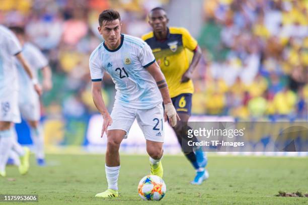 Paulo Dybala of Argentina controls the ball during the UEFA Euro 2020 qualifier between Ecuador and Argentina on October 13, 2019 in Elche, Spain.