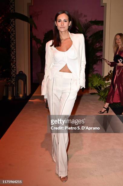 Michela Coppa attends the Luisa Spagnoli fashion show during the Milan Fashion Week Spring/Summer 2020 on September 20, 2019 in Milan, Italy.