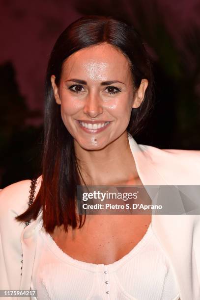 Michela Coppa attends the Luisa Spagnoli fashion show during the Milan Fashion Week Spring/Summer 2020 on September 20, 2019 in Milan, Italy.