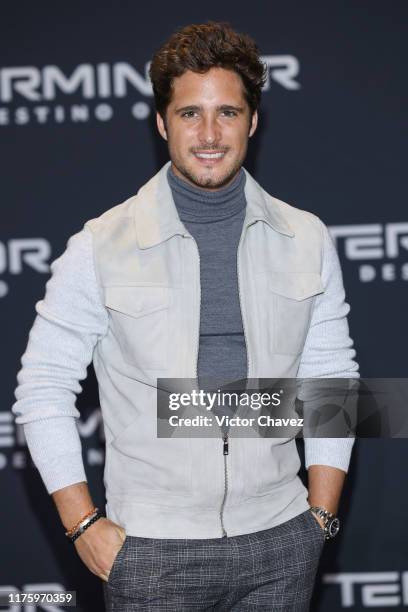 Diego Boneta attends a press conference to promote the new film "Terminator: Dark Fate" at Four Seasons hotel on October 13, 2019 in Mexico City,...