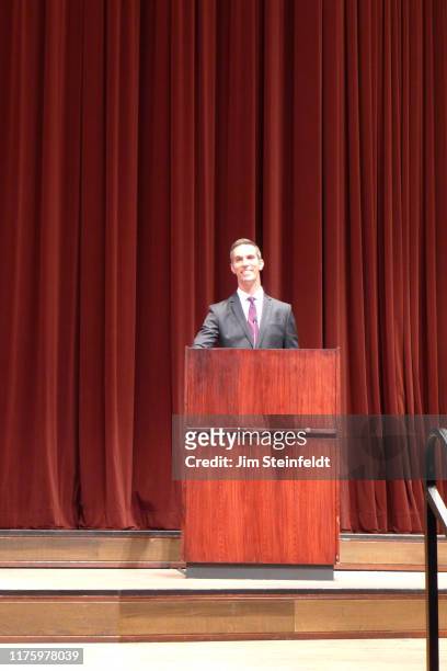 Ari Shapiro discusses immigration at the Jewish Historical Society of the Upper Midwest event at the Ted Mann Concert Hall in Minneapolis, Minnesota...