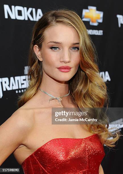 Rosie Huntington-Whiteley attends the New York premiere of "Transformers: Dark Of The Moon" in Times Square on June 28, 2011 in New York City.