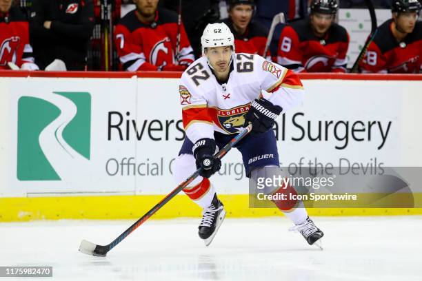 Florida Panthers center Denis Malgin skates during the National Hockey League game between the New Jersey Devils and the Florida Panthers on October...