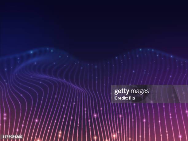 smooth 3d landscape terrain grid abstract background - glowing lines stock illustrations