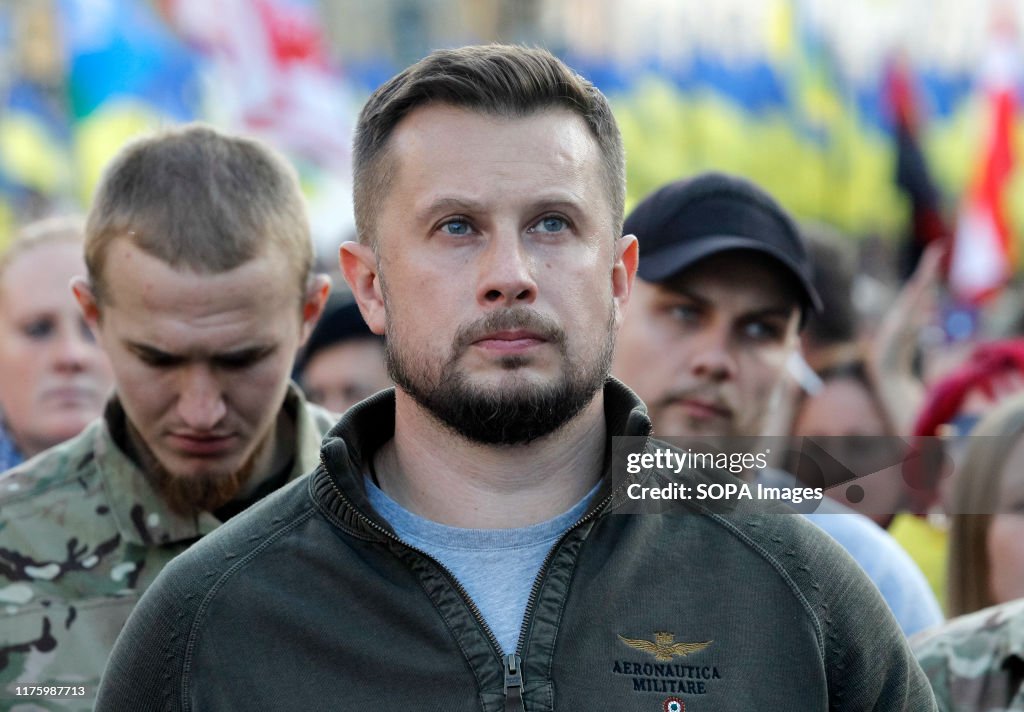 Andriy Biletsky, Head of National Corps party, during the...