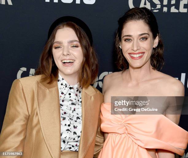 Elsie Fisher and Lizzy Caplan attend the Premiere Of Hulu's "Castle Rock" Season 2 at AMC Sunset 5 on October 14, 2019 in Los Angeles, California.