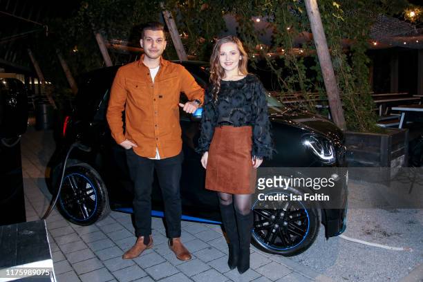 Singer and songwriter Maximilian Rosenberg and German actress Marija Mauer attend the Daimler event "Be a Mover" at BRLO on October 14, 2019 in...