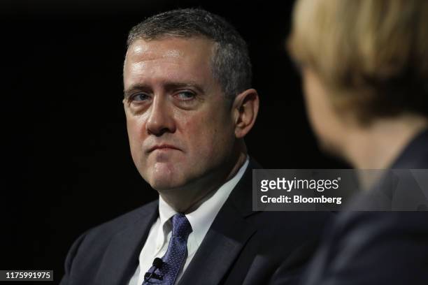 James Bullard, president and chief executive officer of the Federal Reserve Bank of St. Louis, pauses during an interview at the 2019 Monetary and...