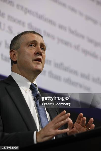 James Bullard, president and chief executive officer of the Federal Reserve Bank of St. Louis, delivers a speech at the 2019 Monetary and Financial...