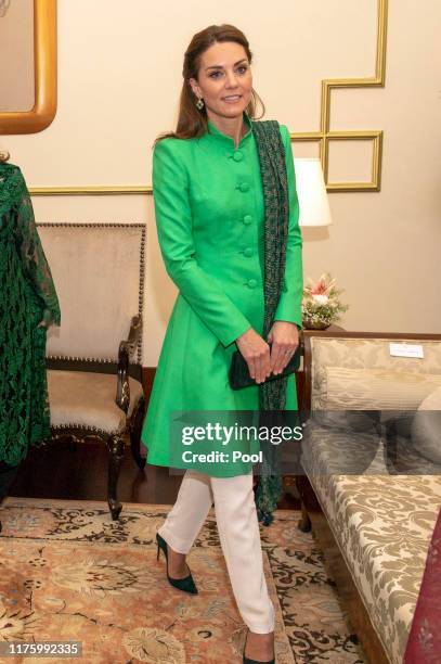 Catherine, Duchess of Cambridge meets the President of Pakistan, Dr. Arif Alvi at the Presidential Palace on October 15, 2019 in Islamabad, Pakistan.