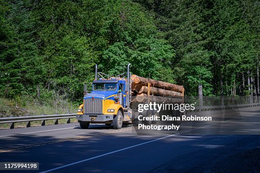 Logging truck on Highway 42 in southern Oregon