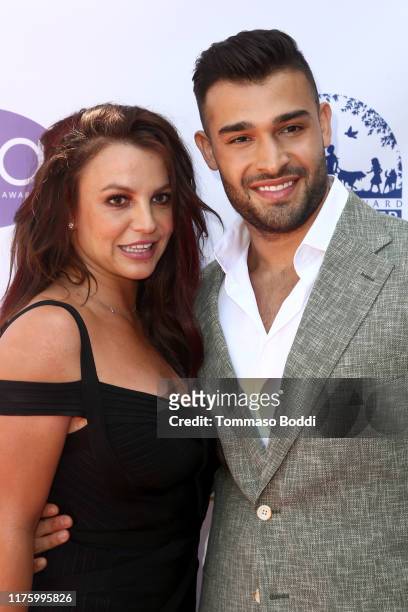 Britney Spears and Sam Asghari attend the 2019 Daytime Beauty Awards at The Taglyan Complex on September 20, 2019 in Los Angeles, California.