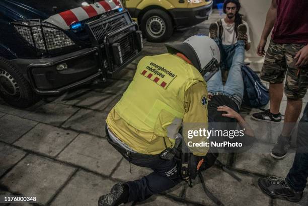 Spontaneous protests erupted across Catalonia on Monday, 14 October 2019, demanding the release of catalan politicians leaders after they were handed...