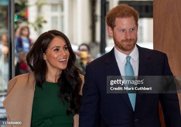 Prince Harry, Duke of Sussex and Meghan, Duchess of Sussex attend the WellChild awards at Royal Lancaster Hotel on October 15, 2019 in London,...