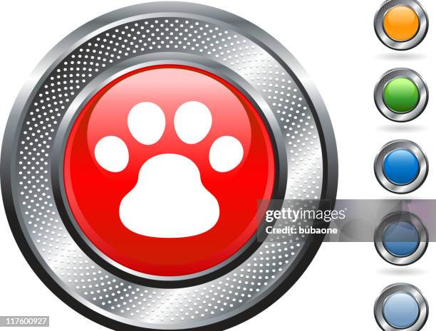 dog paw print on metallic button - paw print pattern stock illustrations