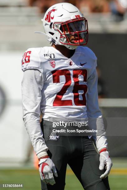 Washington State Cougars safety Bryce Beekman looks on during the college football game between the Washington State Cougars and the Arizona State...