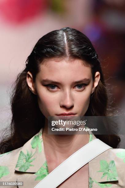 Sophie Martynova walks the runway at the Blumarine show during the Milan Fashion Week Spring/Summer 2020 on September 20, 2019 in Milan, Italy.