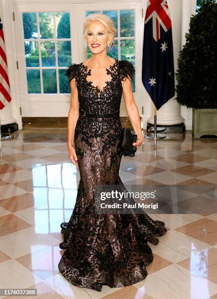 Senior Counselor to the President Kellyanne Conway arrives for the State Dinner at The White House honoring Australian PM Morrison on September 20,...