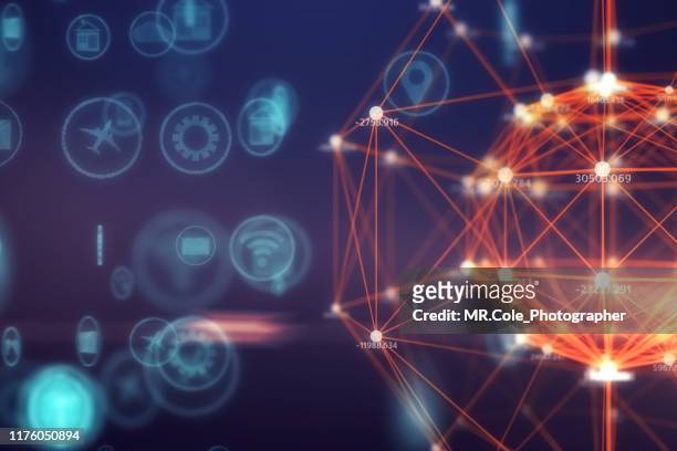 global communications connect technology icon on 3d space,internet of things concept,internet and global connection - datenstrom stock-fotos und bilder