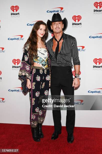 Audrey Caroline McGraw and Tim McGraw attend the 2019 iHeartRadio Music Festival at T-Mobile Arena on September 20, 2019 in Las Vegas, Nevada.