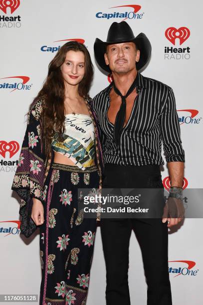 Audrey Caroline McGraw and Tim McGraw attend the 2019 iHeartRadio Music Festival at T-Mobile Arena on September 20, 2019 in Las Vegas, Nevada.