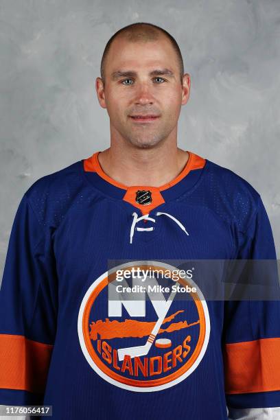 Johnny Boychuk of the New York Islanders poses for his official headshot for the 2019-2020 season on September 12, 2019 at the Northwell Health Ice...