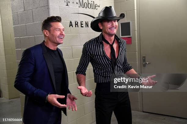 Ryan Seacrest and Tim McGraw attend the 2019 iHeartRadio Music Festival at T-Mobile Arena on September 20, 2019 in Las Vegas, Nevada.