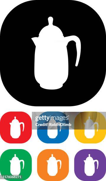 coffee pot icon set 4 - coffee pot white background stock illustrations
