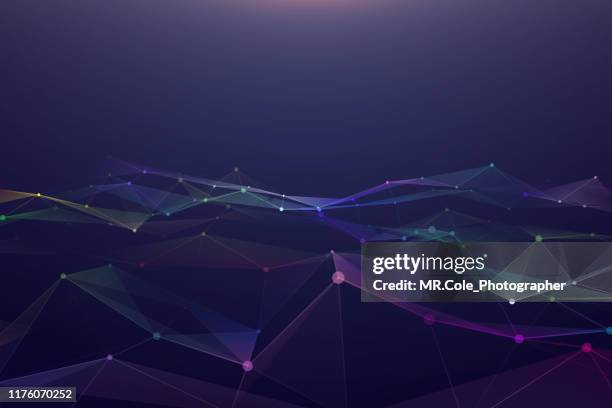 illustration geometric abstract background with connected line and dots,futuristic digital background for business science and technology - digital dna bildbanksfoton och bilder
