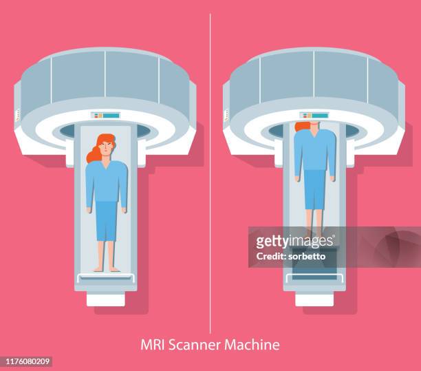scanning patient - female - ct scanner stock illustrations