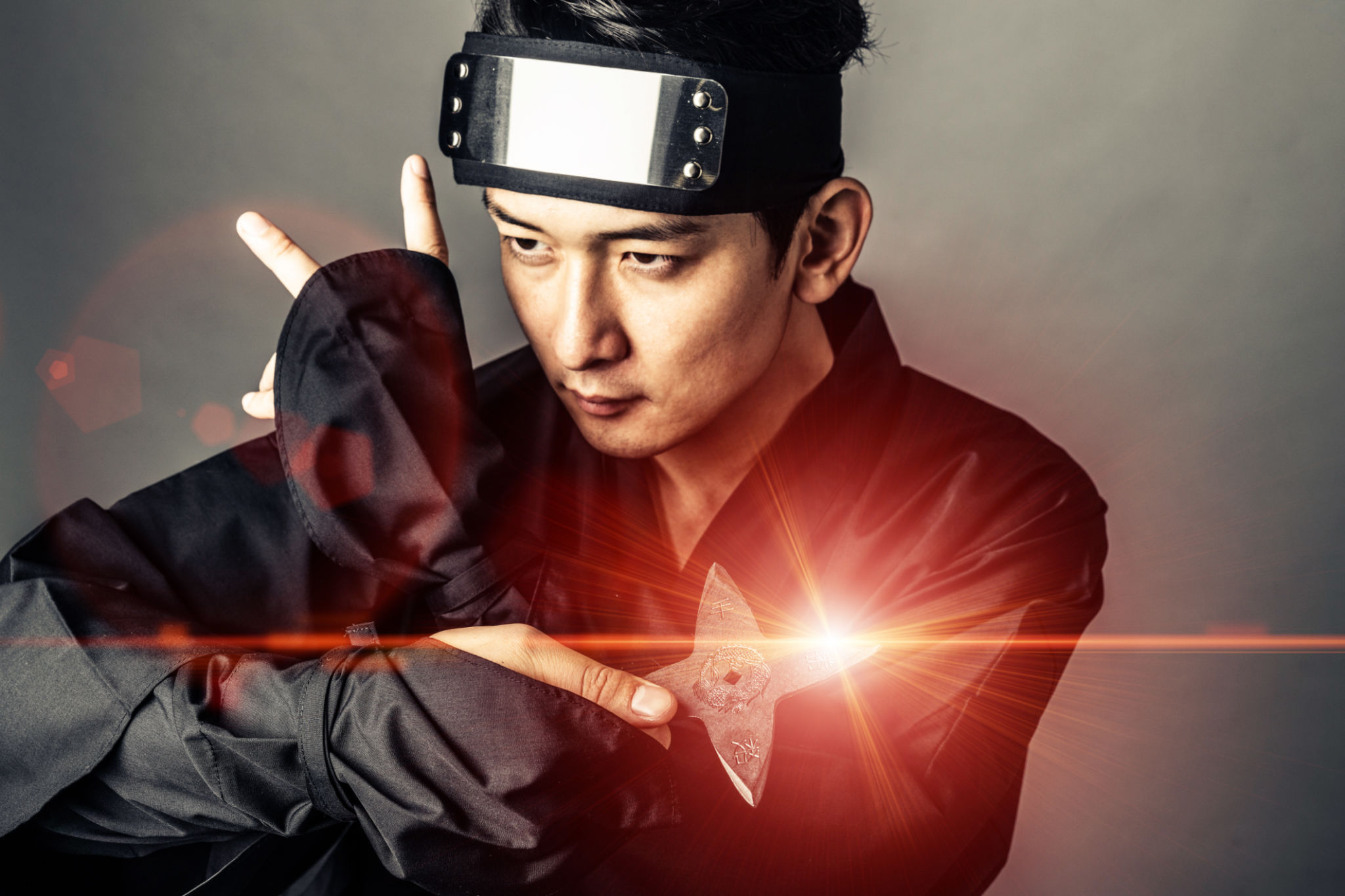 Japanese Ninja holding a shuriken. Samurai. Japanese Ninja holding a shuriken. Samurai.