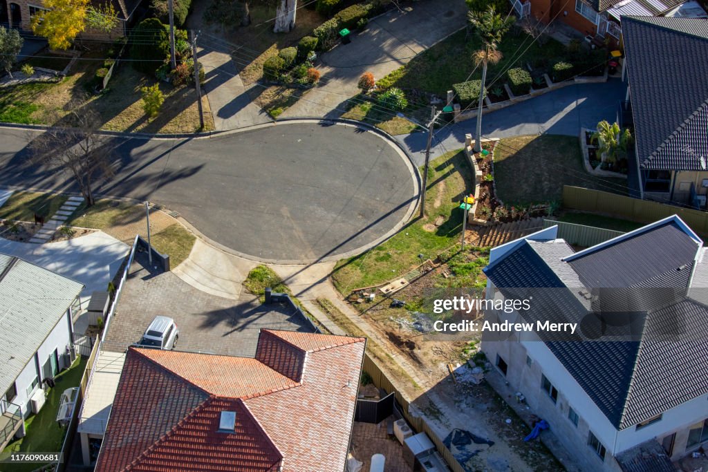 Houses, streets, suburb, cityscape aerial photography, suburban life in Sydney, Australia