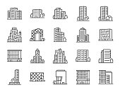 Building line icon set. Included icons as city  scape, architecture, dwelling, Skyscraper, structure and more.