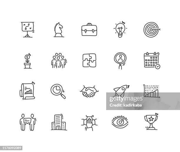 business planning icon set - ideas stock illustrations