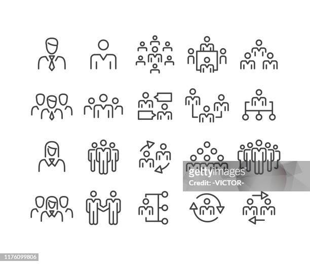 business people icons - classic line series - teamwork stock illustrations