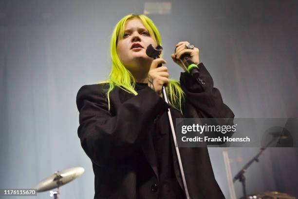 Finnish singer Alma-Sofia Miettinen aka Alma performs live on stage during a concert at the Kesselhaus on October 15, 2019 in Berlin, Germany.