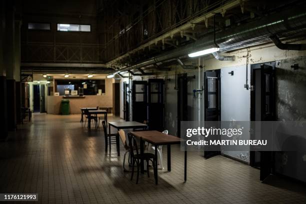 Picture taken on July 8, 2019 at the former police judicial headquarters known as the "36 quai des orfevres" in Paris, shows the prison's male area....