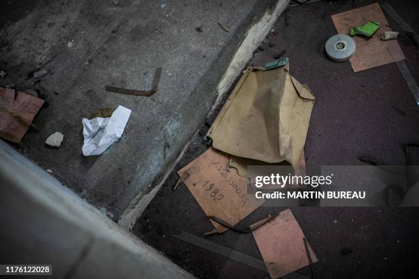 Picture taken on July 8, 2019 at the former police judicial headquarters known as the "36 quai des orfevres" in Paris, shows the criminal unit file...